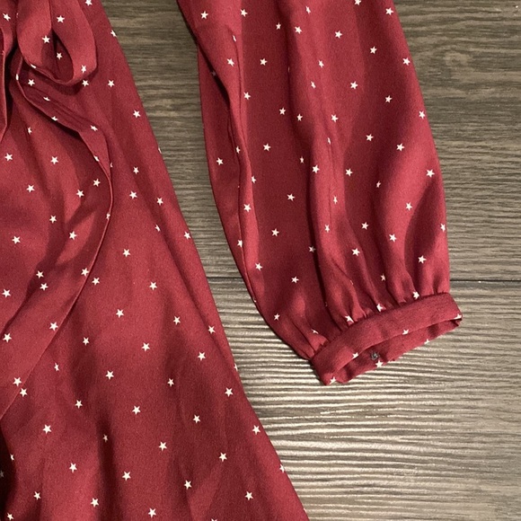Loft petites wrap dress. Size OP. Maroon with white stars. Pretty. - Picture 10 of 16